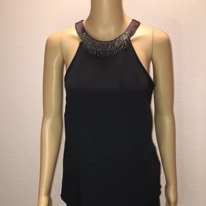 H&M Black Halter Bead & Tie Detail Blouse